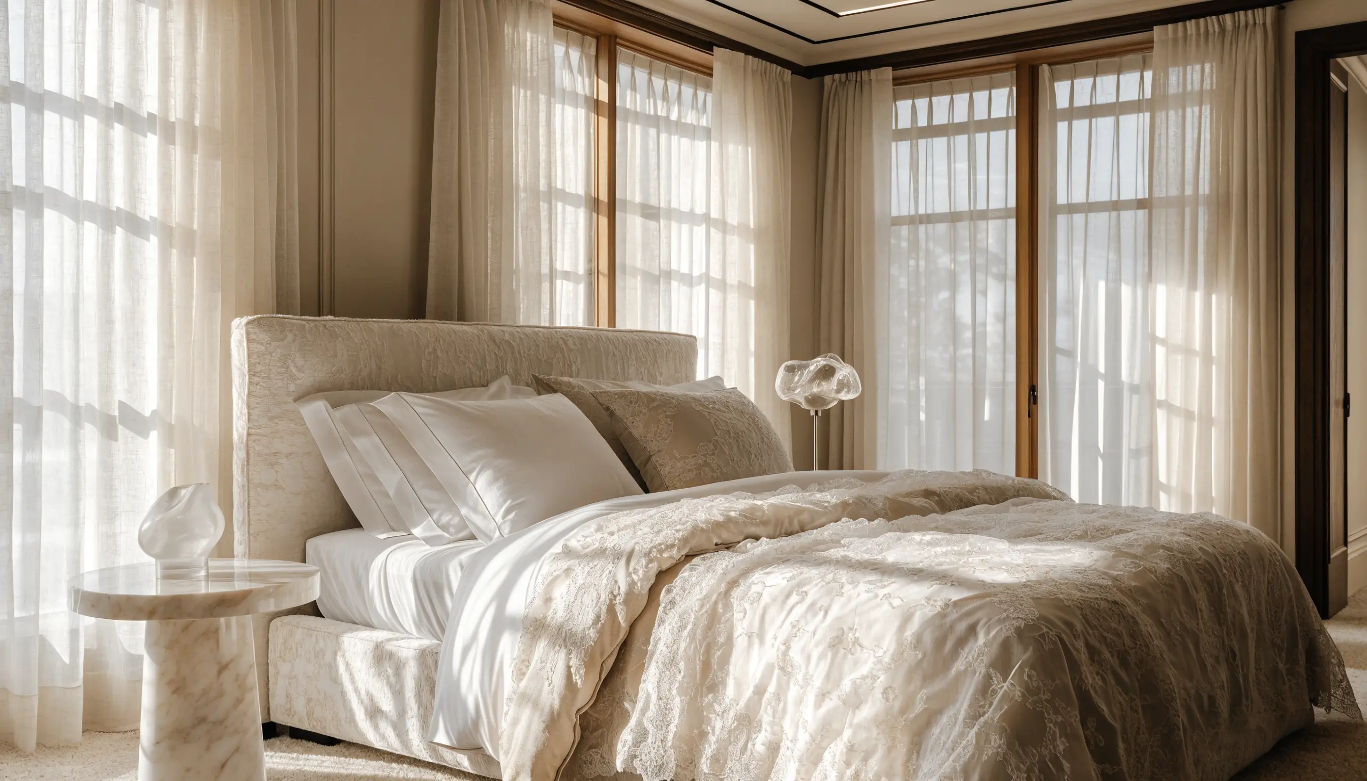 Spacious primary bedroom suite with large windows shown as a listing video scene